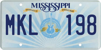 MS license plate MKL198