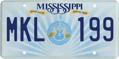 MS license plate MKL199