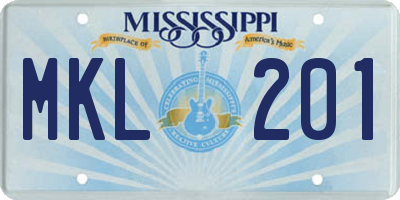MS license plate MKL201