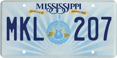 MS license plate MKL207