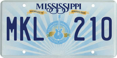 MS license plate MKL210