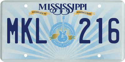 MS license plate MKL216