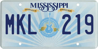 MS license plate MKL219