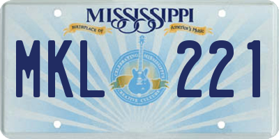 MS license plate MKL221