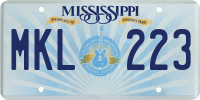 MS license plate MKL223