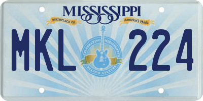 MS license plate MKL224