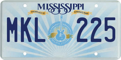 MS license plate MKL225