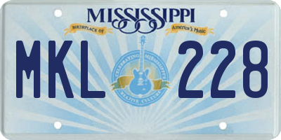 MS license plate MKL228