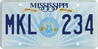 MS license plate MKL234