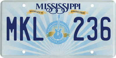 MS license plate MKL236