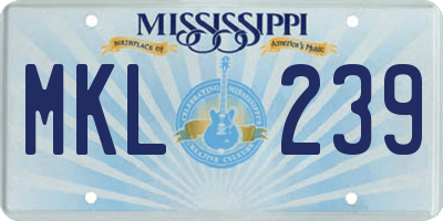 MS license plate MKL239