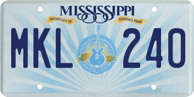 MS license plate MKL240