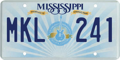 MS license plate MKL241