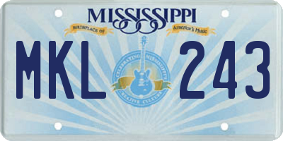 MS license plate MKL243