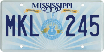 MS license plate MKL245