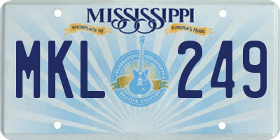 MS license plate MKL249