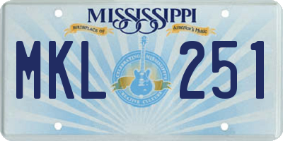 MS license plate MKL251