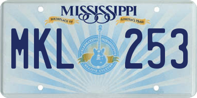 MS license plate MKL253