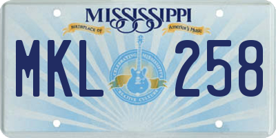 MS license plate MKL258