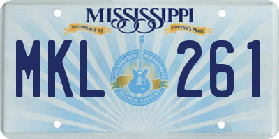 MS license plate MKL261