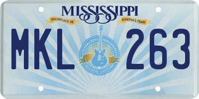 MS license plate MKL263
