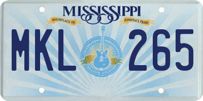 MS license plate MKL265