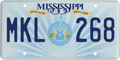 MS license plate MKL268
