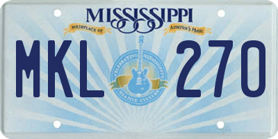MS license plate MKL270