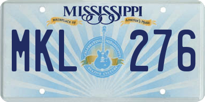 MS license plate MKL276