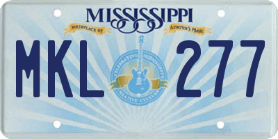 MS license plate MKL277