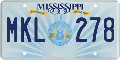 MS license plate MKL278