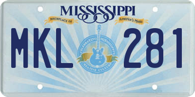 MS license plate MKL281