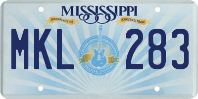 MS license plate MKL283