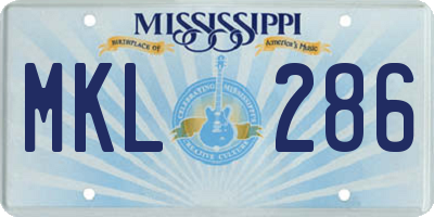 MS license plate MKL286
