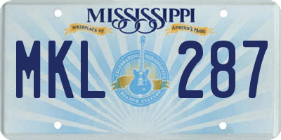 MS license plate MKL287