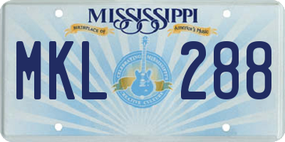 MS license plate MKL288