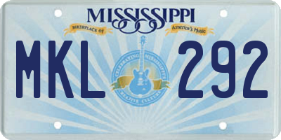 MS license plate MKL292