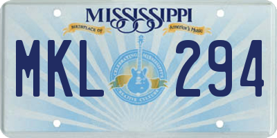 MS license plate MKL294