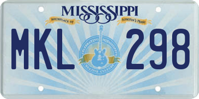 MS license plate MKL298