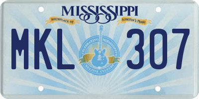 MS license plate MKL307