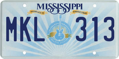 MS license plate MKL313