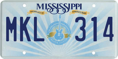 MS license plate MKL314