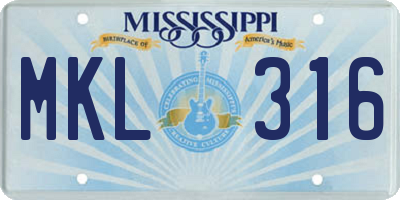 MS license plate MKL316