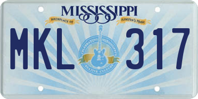MS license plate MKL317