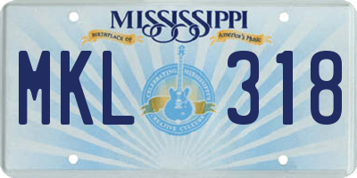 MS license plate MKL318