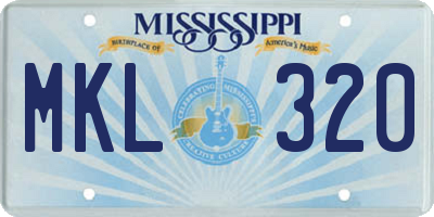 MS license plate MKL320