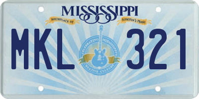 MS license plate MKL321