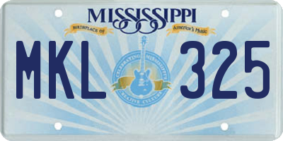 MS license plate MKL325