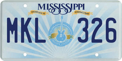 MS license plate MKL326