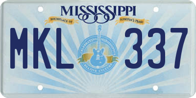 MS license plate MKL337